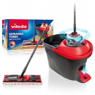 Foto van Vileda Ultramax Turbo Dweilsysteem - Compleet Vloerwisserset met Emmer en Pedaalpers