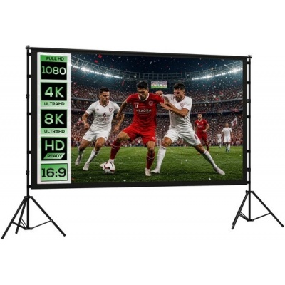 Foto van Homcom Projectiescherm van Polyester en Aluminium - 268L x 58B x 181H cm - Zwart