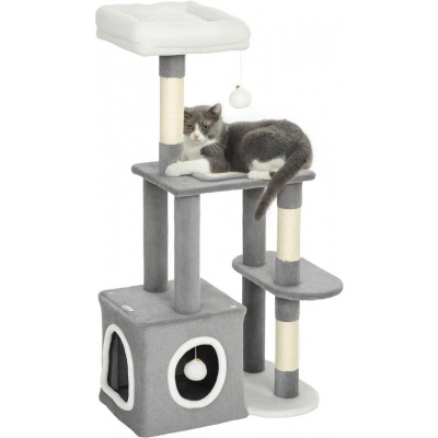 Foto van PawHut Kattenboom van spaanplaat, 55L x 40B x 107H cm, grijs