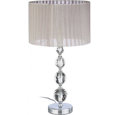 Foto van Kristallen nachtlamp - 53 x 29,5 x 29,5 cm - ronde kap - leeslamp - grijs-zilver