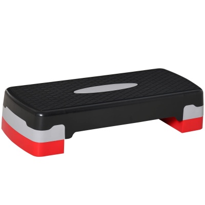 Foto van HOMCOM Aerobic Stepboard - Verstelbare Stepper voor Thuis en Kantoor - Zwart/Grijs/Rood