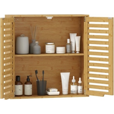 Foto van HOMCOM Bamboe Wandkast 60x20x60cm Natuurlijk Hout