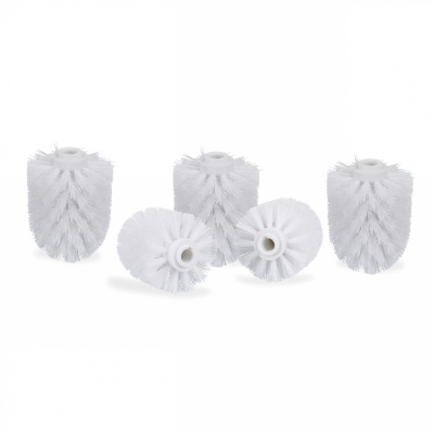 Foto van Relaxdays vervangende toiletborstelkoppen, wit, set van 5, 12 mm draad, 8 x 8 x 9 cm