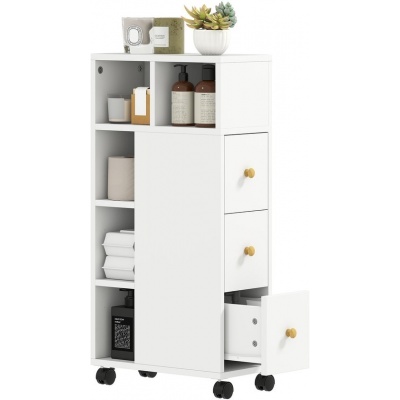 Foto van Homcom Badkamerkast - Spaanplaat - 20L x 40B x 80H cm - Wit