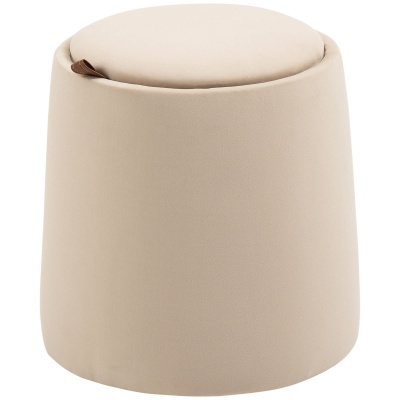 Foto van HOMCOM 2-in-1 Ottomaanse kruk met opbergruimte en afneembaar deksel, beige, Ø44 cm x 47,5 cm