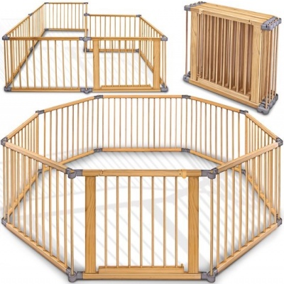 Foto van KIDUKU® 7,2 meter inklapbaar veiligheidshek XXL met deur, 8 elementen voor flexibele opstelling