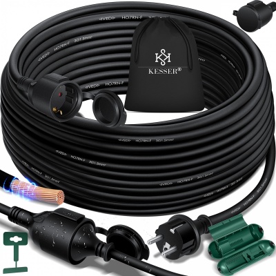 KESSER® Verlengkabel 30 m met beschermkap voor buiten - voor binnen en buiten - verlengkabel - 230 V