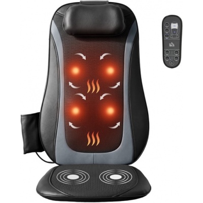 Foto van HOMCOM Nek- en Rugmassager - Leer, Stof - 105L x 45B x 10H cm - Zwart