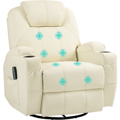 Foto van HOMCOM Massagesofa Kunstleer, Metaal - 89L x 99B x 106H cm - Crèmewit
