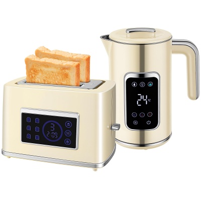 Foto van HOMCOM Ontbijtset: 1,7L Waterkoker en Toaster met 6 Bruiningsniveaus en LED-Touchscreen