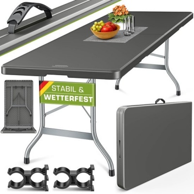 Foto van Tillvex Inklapbare Tuintafel, Kunststof, 220 x 70 cm, Voor 10 Personen, Met Draaggreep