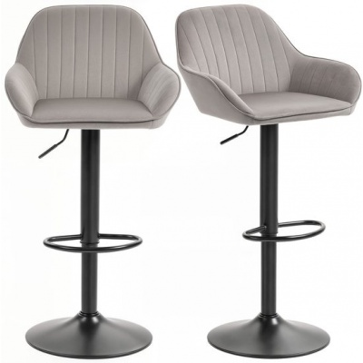 Foto van HOMCOM Barkruk 50,5x50x107cm Fluwelen Grijs (100% polyester)