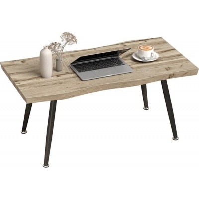 Foto van Homcom Salontafel - MDF, Staal - 100L x 50B x 45H cm - Eikenhout