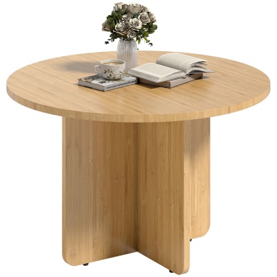 Foto van HOMCOM Ronde Bamboe Salontafel Ø66 cm, Moderne Bijzettafel, Belastbaar tot 120 kg, Natuur