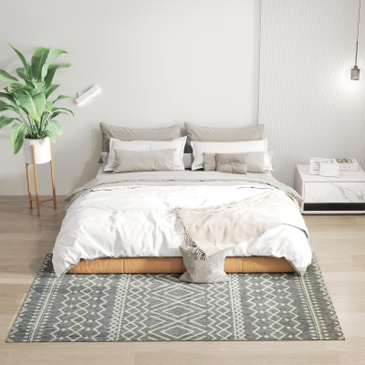 Foto van HOMCOM Antislip Vloerkleed met Boho-Design, 200 x 140 cm, Grijs, Machinewasbaar