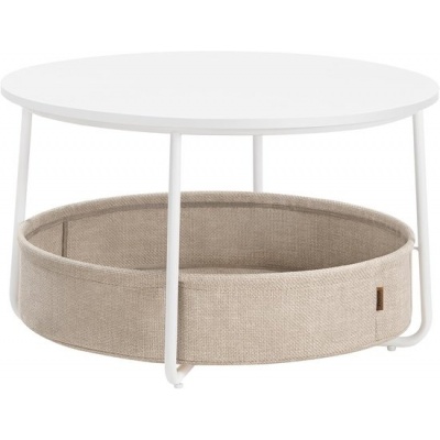 Foto van Parya Home - Ronde salontafel met opbergruimte - Wit-kameelbruin - 75 x 45 cm