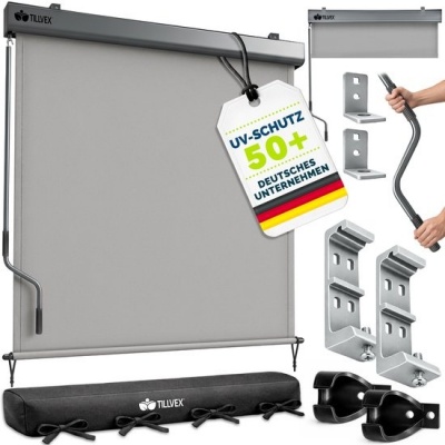 Foto van tillvex® Verticale zonwering 160 x 250 cm, waterdicht, voor binnen en buiten, met handslinger