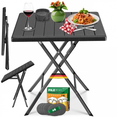 Foto van KESSER® Balkontafel, inklapbaar, weerbestendig/uv-bestendig, gecoat staal en houtlook, outdoor tuint