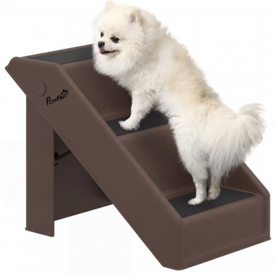 Foto van PawHut Huisdiertrap van Kunststof, EVA - 50L x 30,5B x 36,5H cm - Bruin