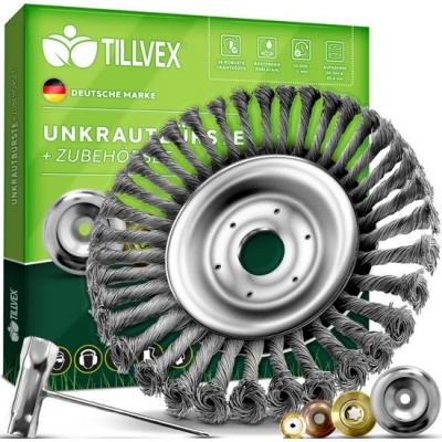 Foto van Professionele staaldraad onkruidborstel voor bosmaaiers en trimmers, inclusief montageaccessoires