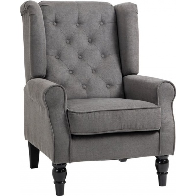 Foto van HOMCOM Eenpersoonsstoel van polyester en hout - 74L x 86B x 102H cm - Donkergrijs