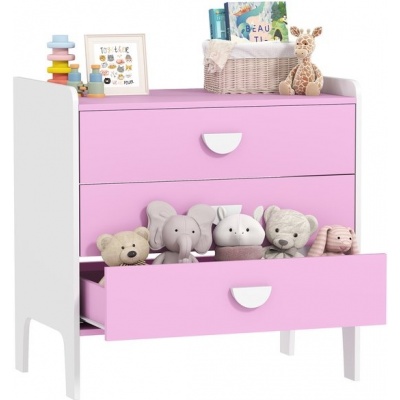 Foto van AIYAPLAY kindercommode - 3 lades - roze en wit