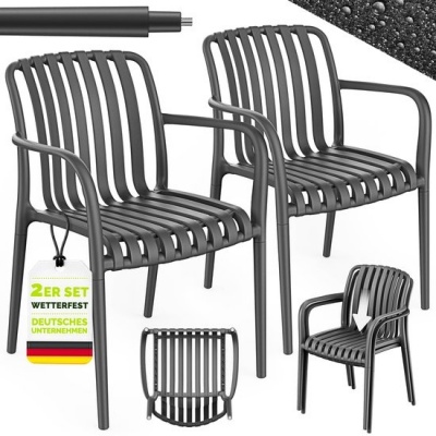 Foto van tillvex® 2-delige Stapelbare Tuinstoelen Weerbestendig met Armleuning