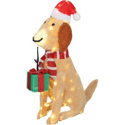 Foto van Outsunny Verlichte Kerstdecoratie van Staal en Polyester, 64x20x70 cm, Geel