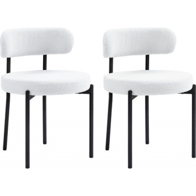 Foto van HOMCOM Eetstoel van polyester en staal 51L x 51B x 76H cm Crèmewit