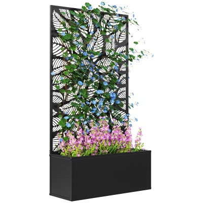 Foto van Outsunny Verhoogde Plantenbak met Privacyscherm 61 x 23 x 113cm voor Tuin en Balkon