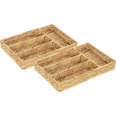 Foto van HOMCOM Opbergmand Waterhyacint, Metaal - 36L x 26B x 5H cm - Natuurlijk Hout