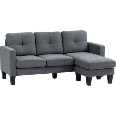 Foto van HOMCOM hoekbank - polyester - schuim - donkergrijs