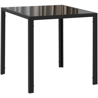 Foto van HOMCOM Eettafel van staal met gehard glas 75x75x75 cm Zwart