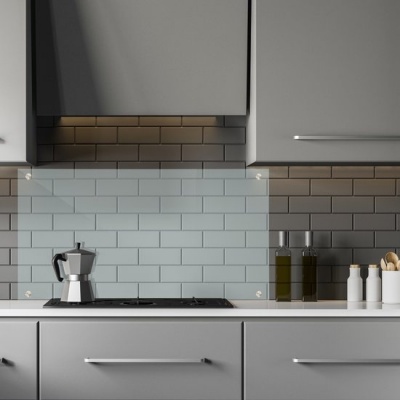 Foto van Glazen achterwand voor keuken - 40 x 120 cm - spatbescherming - veiligheidsglas - transparant