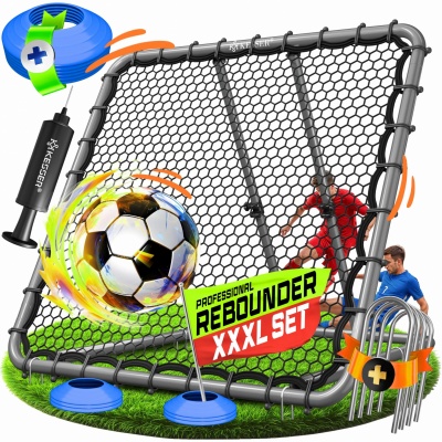Foto van KESSER® Voetbalrebounder 128 x 128 cm | Verstelbaar trainingsnet | pas- en schiettraining | incl. lu