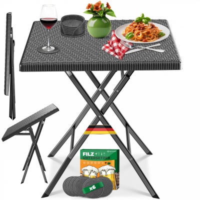 Foto van KESSER® Balkontafel, inklapbaar, weerbestendig/UV-bestendig, gecoat staal en rotan-look, outdoor tui