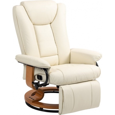 Foto van HOMCOM Relaxstoel Kunstleer, Houtcomposiet - 78L x 88B x 103H cm - Crèmewit