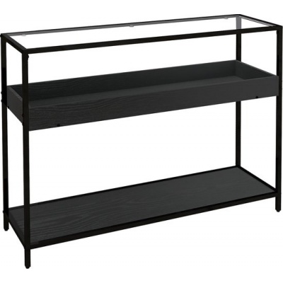 Foto van HOMCOM console tafel - gehard glas - staal - spaanplaat - zwart