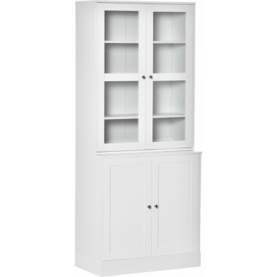 Foto van HOMCOM Boekenrek MDF, Gehard Glas - 76L x 40B x 178,5H cm - Wit