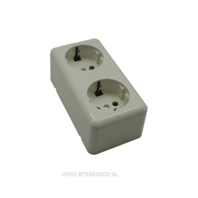 Benson Wandcontactdoos - 2-voudig met Randaarde - Opbouw - Wit