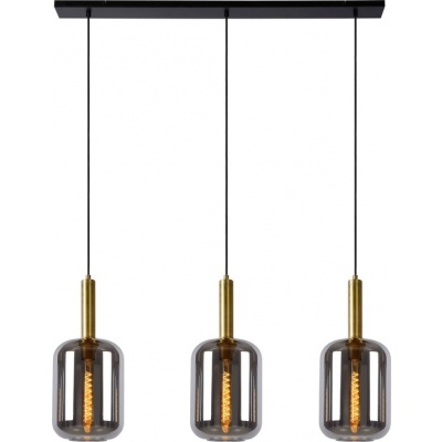 Foto van Lucide JOANET - Hanglamp - 3xE27 - Rookglas