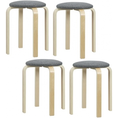 Foto van HOMCOM Eetkamerkruk van hout en polyester - 40L x 40B x 45H cm - Grijs