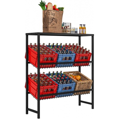 Foto van HOMCOM kratjesrek - staal - 103L x 33B x 113,5H cm - zwart