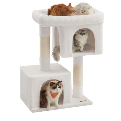 Foto van Feandrea kattenkrabpaal 101 cm met 2 grotten voor katten