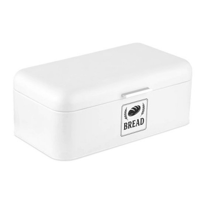 Foto van Witte metalen broodtrommel met handvat - 17x42x24 cm
