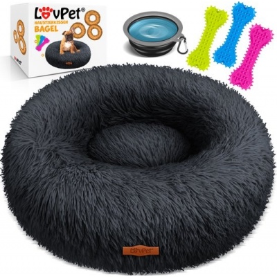 Foto van LOVPET® Hondenbed / Hondenmand / Hondenkussen Kattenbed Bagel, Afwasbaar, Incl. Kom + 3x Kauwbotjes,