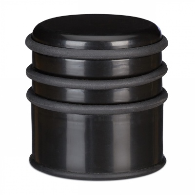 Foto van Relaxdays deurstopper met 3 rubberen ringen, zware buffer, zwart, ∅ 7 cm, handig tegen tocht