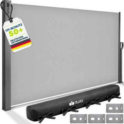 Foto van tillvex® Uitschuifbare Zijluifel 160 x 400 cm met Regenhoes voor Balkon en Tuin