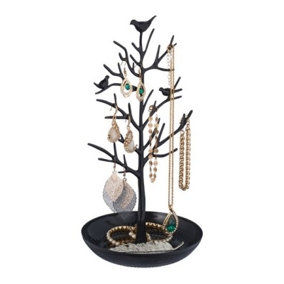 Foto van Sieradenboom - kettingen, oorbellen, armbanden - 30x16x15 cm - zwart metaal