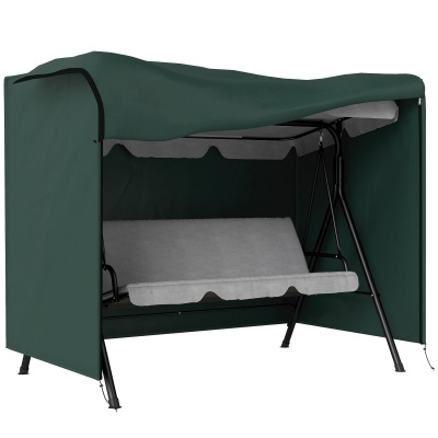 Foto van Outsunny 3-zits 600D Oxford Tuinswing Stoelhoes - Waterdicht, UV-bescherming, Zwart 205x124x164cm